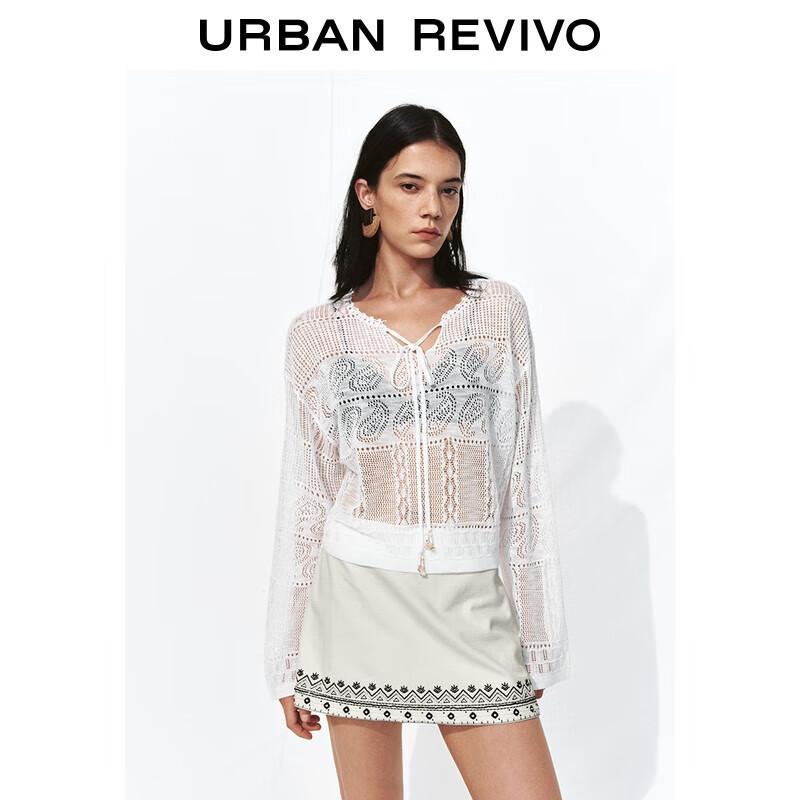 UR Women s Hollow-Out Textured Tie-Front Knit Top XL