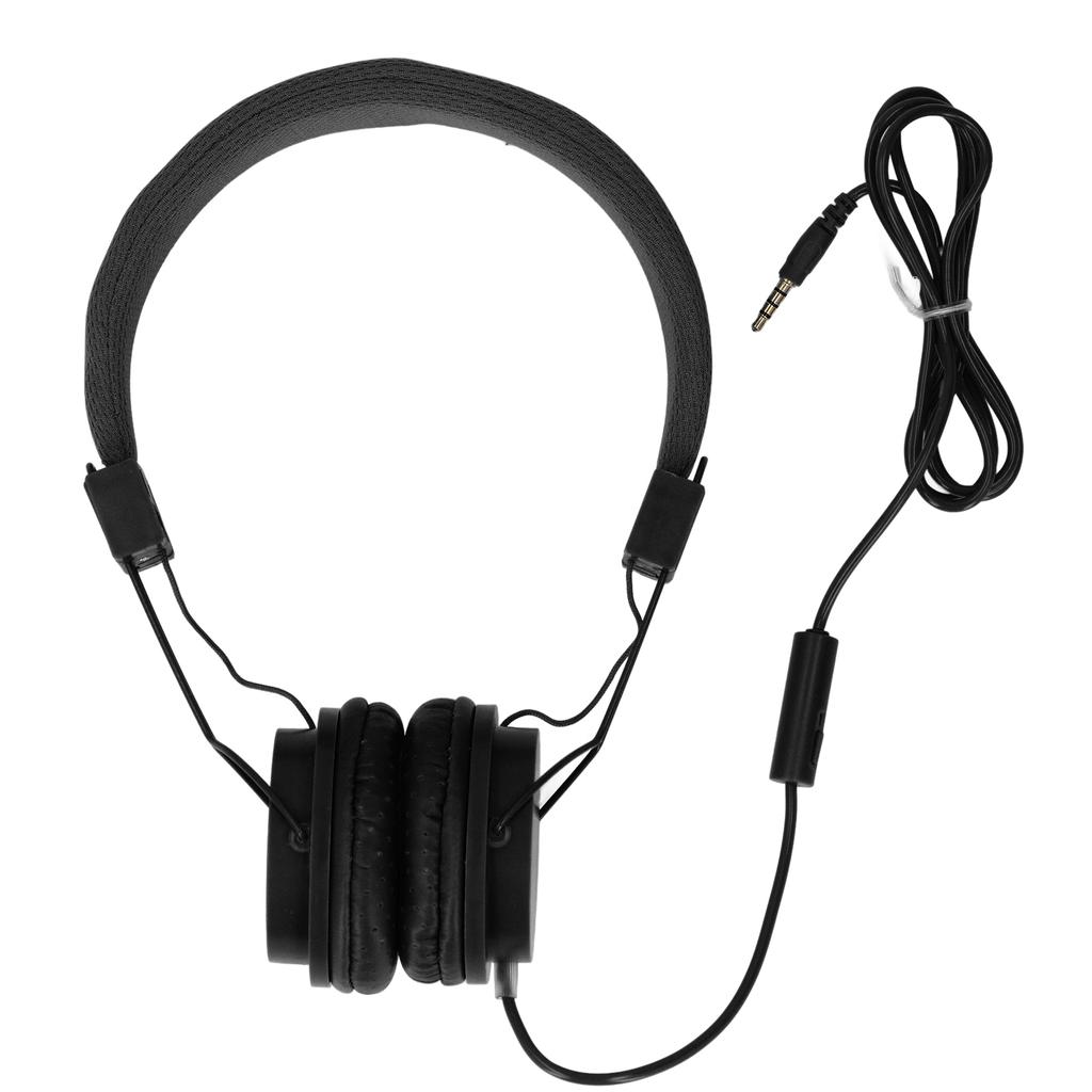 3.5mm Wired Headset with Mic Stereo Foldable Adjustable Headband Inline Control for Music Calls Games Compatible with