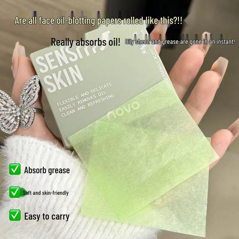 NOVO Portable Oil Absorbing Paper with Mirror Puff for Face - Refreshing Oil Control for Students and Parties
