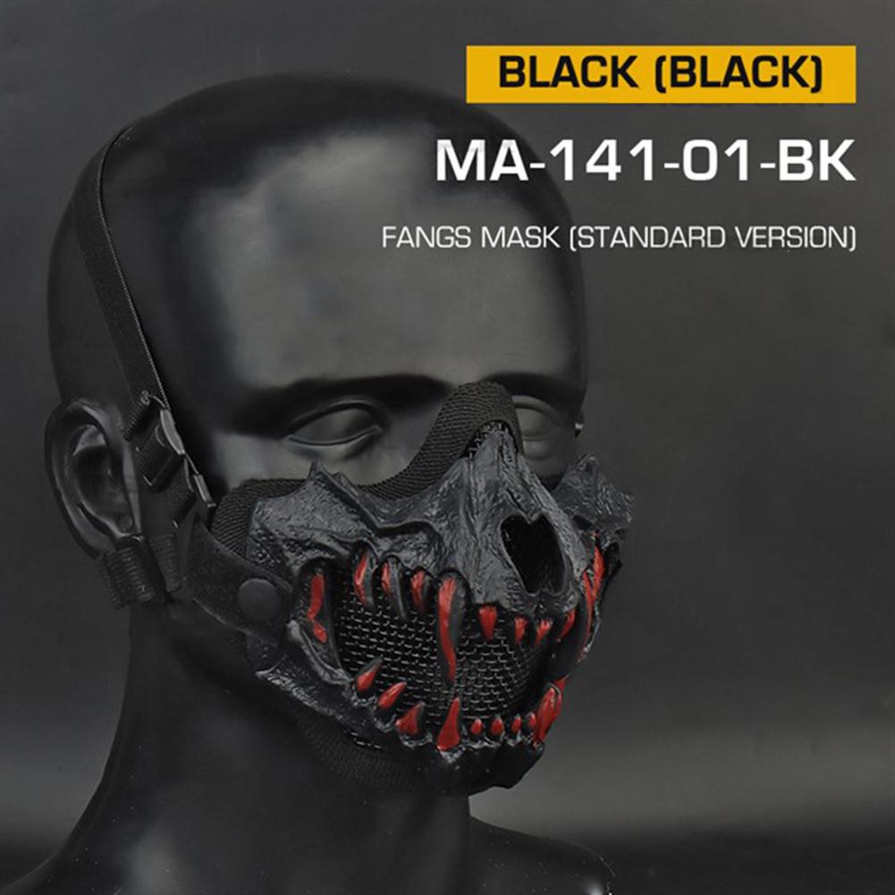 Half Face Mask Multipurpose Fangs Cosplay Airsoft Mask Adjustable Strap Breathable Headwear Halloween Cosplay Props