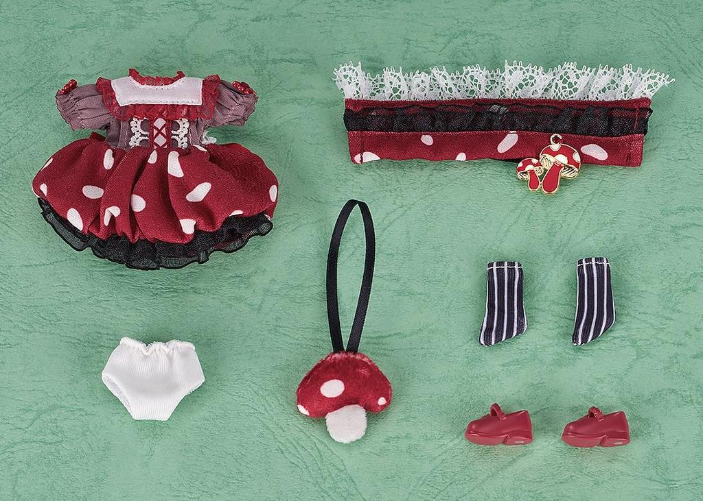 Nendoroid Doll Outfit Mushroom Girl and Plastic Finished Product Set [Red] - Cloth, Magnet, - Pre-painted,