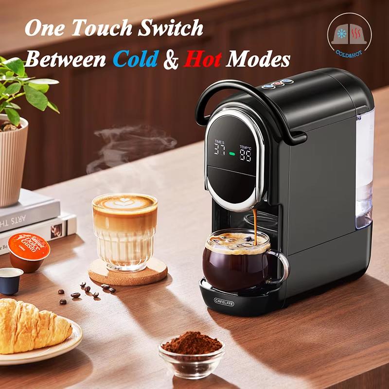 New Cafelffe MK-609S 4in1 Coffee Machine Dolce Gusto Nespresso Capsule ESE Pod Ground Coffee Coffee Cafeteria 19Bar Hot/Cold,Gift for Lover