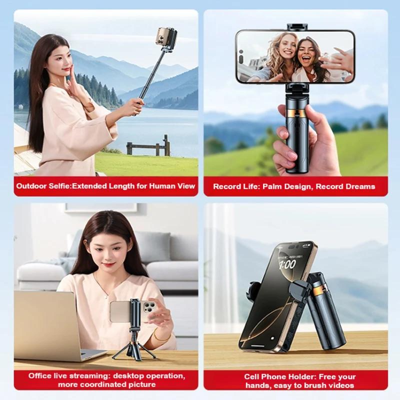 Mini Selfie-Stick Tragbarer Handyhalter Aufnahmehilfe Vielseitiges Integriertes Design Bluetooth-Fernbedienung Für Live-Übertragun