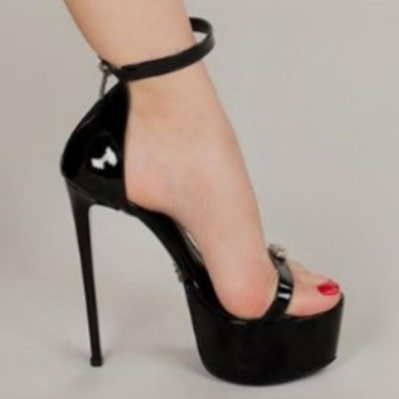 Black Women's Sandals Shoes Summer 2025 Sexy Platform Super 16cm High Heels Ankle Strap Dance Fetish Shoes Ladies Big Size