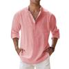 Men Cotton Linen Shirts for Men Casual Shirts Lightweight Long Sleeve Henley Beach Shirts Hawaiian T Shirts for Men Streetwear