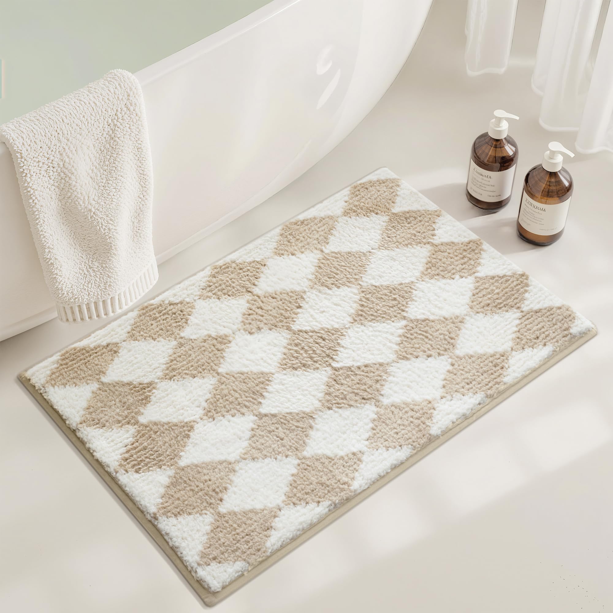 

Cute Square Pink Checkered Bathroom Absorbent Carpet Bedroom Decoration Bedside Carpet Home Decoration 60X90CM(2X2.95FT