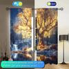 2pcs Luminous Tree Print Curtains and Semi Blackout Pole Type Curtains Are Suitable for Decorating Various Rooms