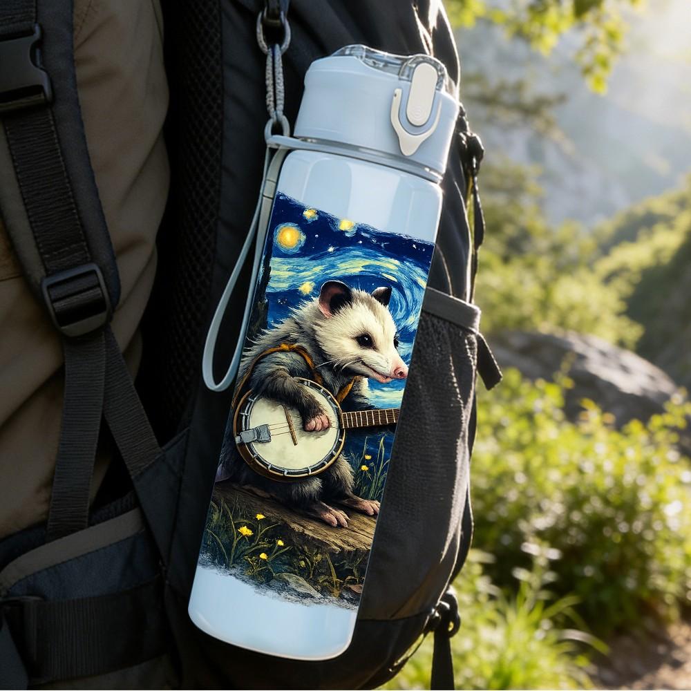 1PC Starry Night Cat Van Gogh Art Print 750ml Color Plastic Sports Water Bottle Leakproof Flip Straw Lid Suitable for Sports Office Home Use