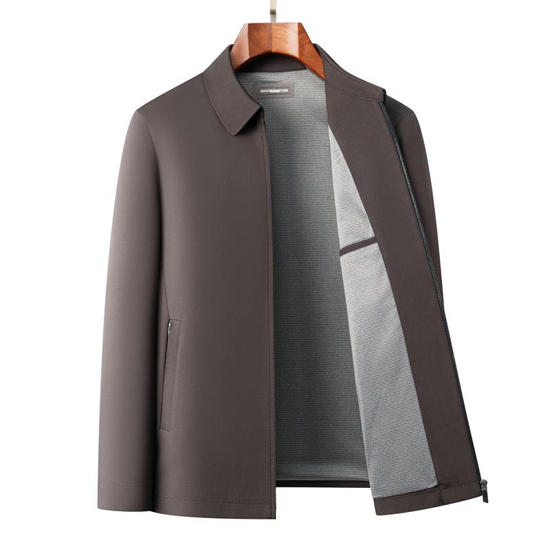 Men's Wrinkle-Resistant Lapel Jacket - Spring/Autumn Casual Business Style for Middle-Aged and Elderly