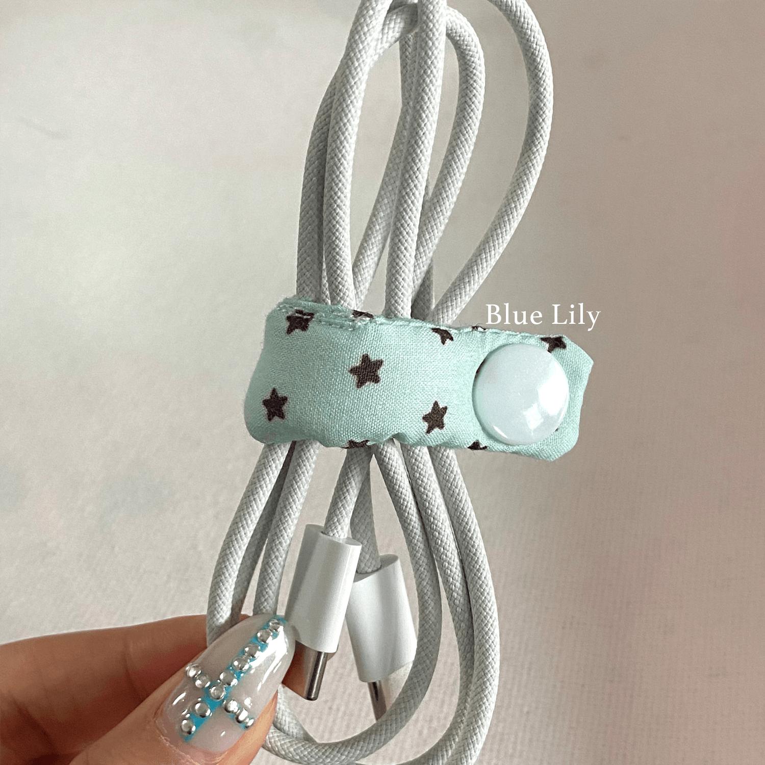 

Cute Star Fabric Data Cable Storage Buckle Wire Device Portable Wire Processor INS Style Travel Headphone Charging Cable Storage зелёный