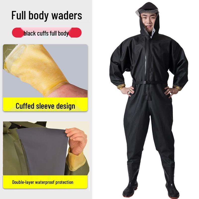 Full Body Waterproof Waders with Skin Suit & Water Shoes for Fishing and Reservoir Activities