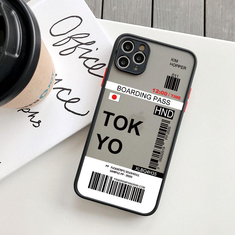 INS Fashion Design New York Seoul Tokyo Boarding Pass Ticket Phone Case for Iphone XS X XR 13 12 11 14 15 Pro Max 7 8 Plus Cover