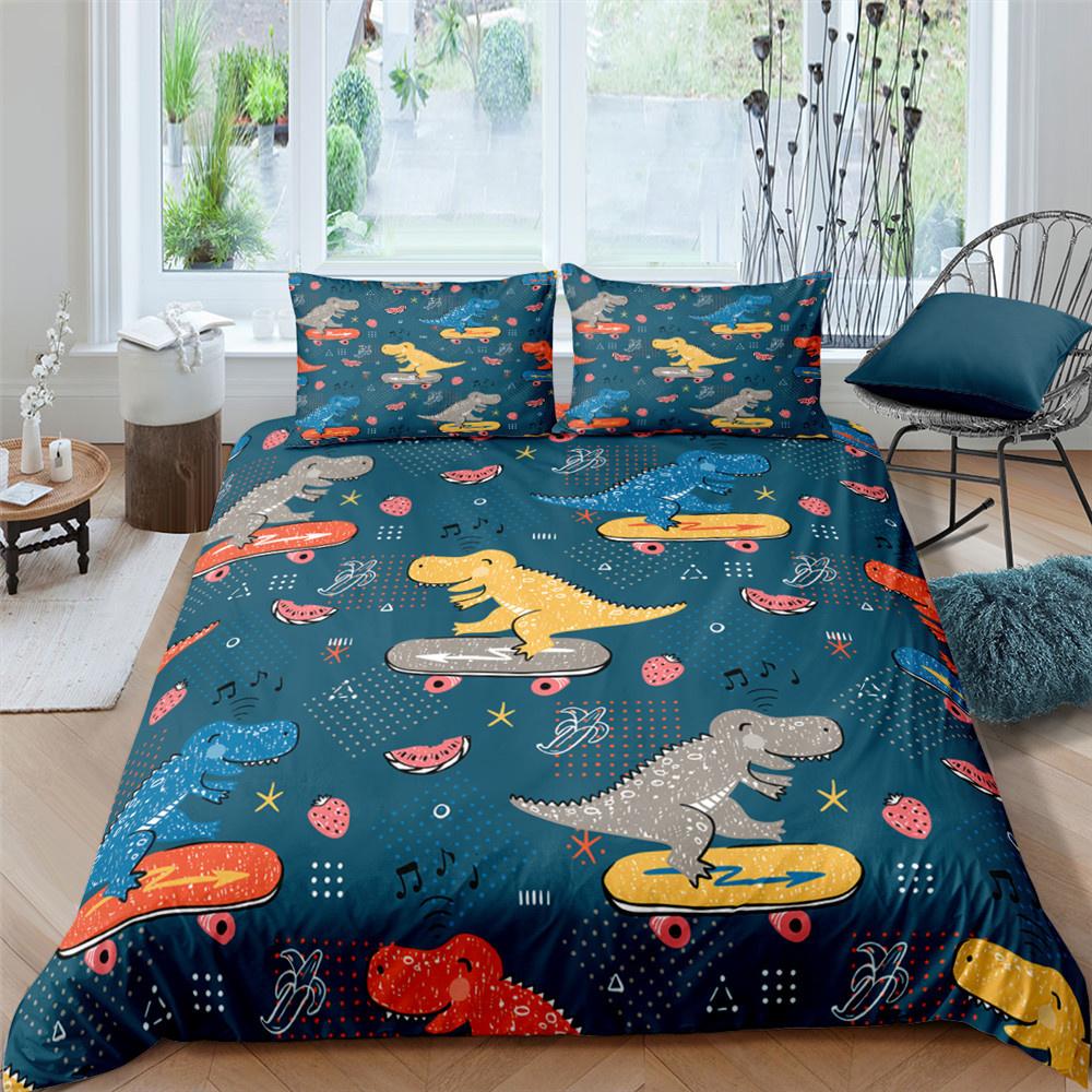 

kids Bedding Set 3D Digital Printing Cartoon Dinosaur Duvet Cover Pillowcase Lovely Cute Gift Bedclothes Luxury Home Textiles Duvet Cover&Uk Single 135x200cm
