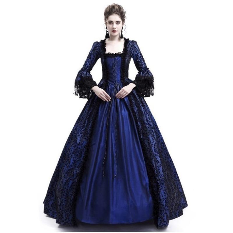 Wish Big Horn Sleeve Medieval Plus Size Dress Court Vintage Queen Long Dress Party Dress