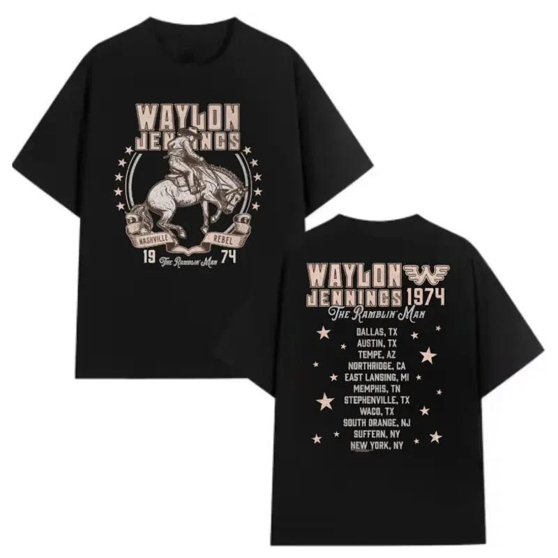Waylon Jennings 1974 Nashville Rebel Cowboy Tour Shirt, Unisex Apparel For Fan 4XL