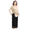 Elegant Summer Short-Sleeve Two-Piece Set for Middle-Aged and Elderly Women