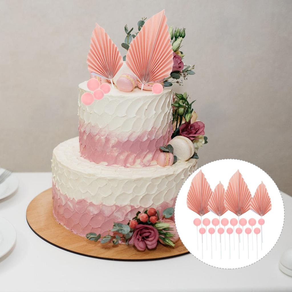 1Set Palm Leaves and Foam Balls Cupcake Toppers Birthday Cake Decorations Wedding Party Dessert Picks Adorable Lovely Cake Palm