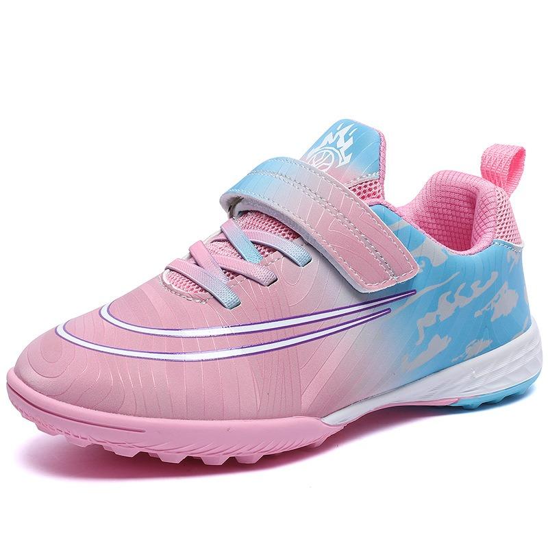 Children's Football Shoes Boys and Girls Velcro Primary and Secondary School Students Indoor Short Nail Flat-bottomed Sports Training Shoes