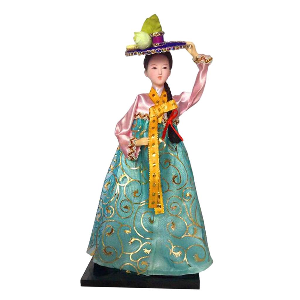 Hanbok Doll Mini Portable Korean Geisha Doll Traditional Handicraft for Birthday Presents Store Tabletop Household Bookshelf