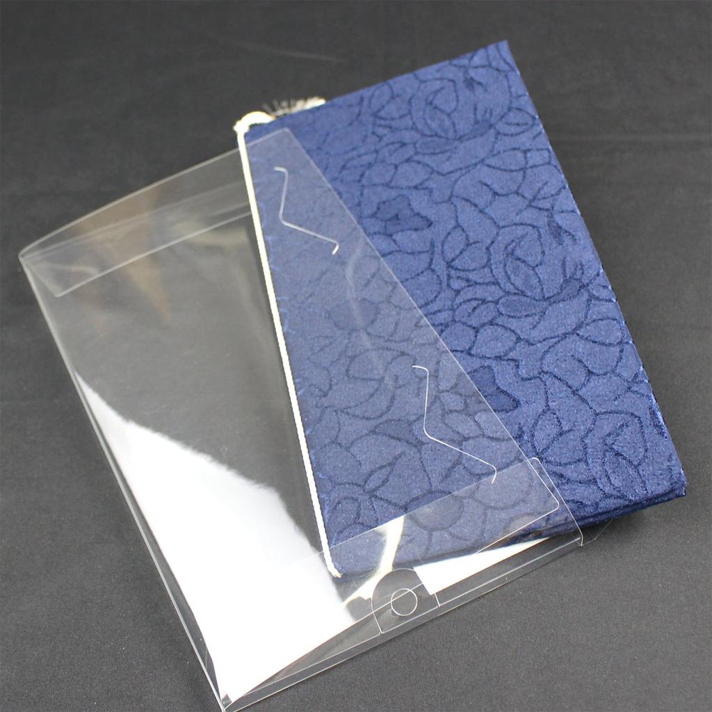 Maruai Fukusa (Western-style Envelope) with a Floral Pattern In Navy (Fuku-50DB)