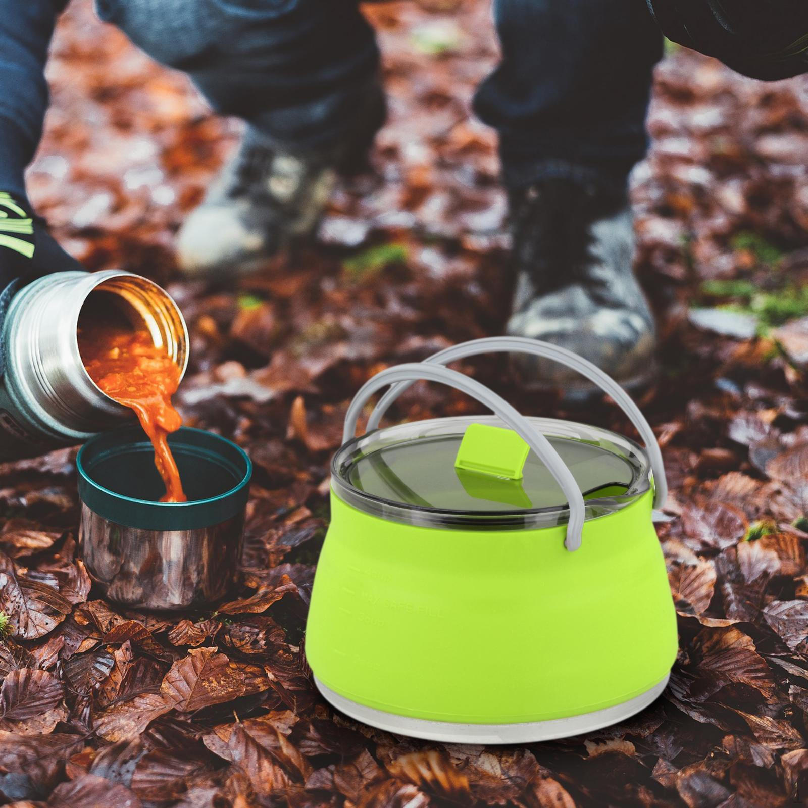 

Cooking Pot, Travel Folding Water Kettle Portable for Outdoor/Camping/Hiking зелений