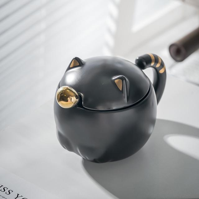 350 ml neue Persönlichkeit süße limitierte Auflage mysteriöse schwarze Katze Becher Halloween Kaffeetasse Teetasse Geschenk für Familie/Paare/Freunde