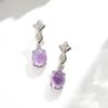 Elegant 925 Sterling Silver Women's Earrings Natural Amethyst Oval 8*10mm Gemstone Fine Jewelry for Women's Birthday Gifts