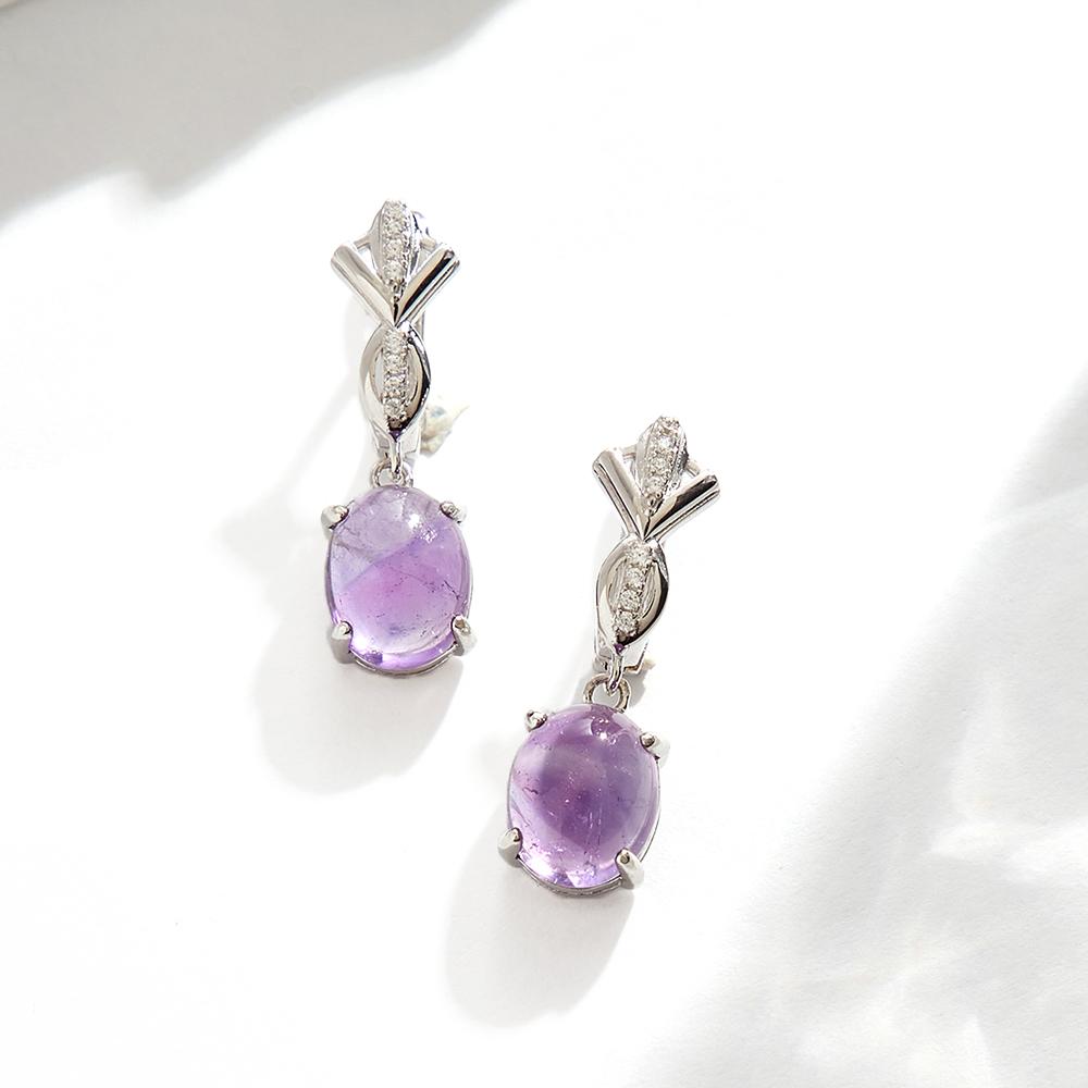 Elegant 925 Sterling Silver Women's Earrings Natural Amethyst Oval 8*10mm Gemstone Fine Jewelry for Women's Birthday Gifts