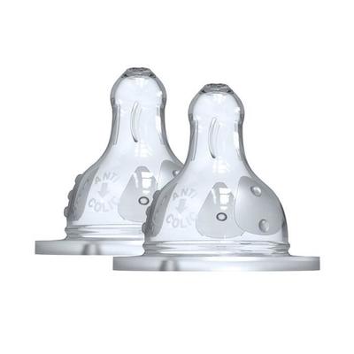 Dodie Baby Bottle Initiation+ Anti-Colic 3 Speeds Round Teat Wide Neck Flow 1 0-6 Months. Set of 2 Teats.