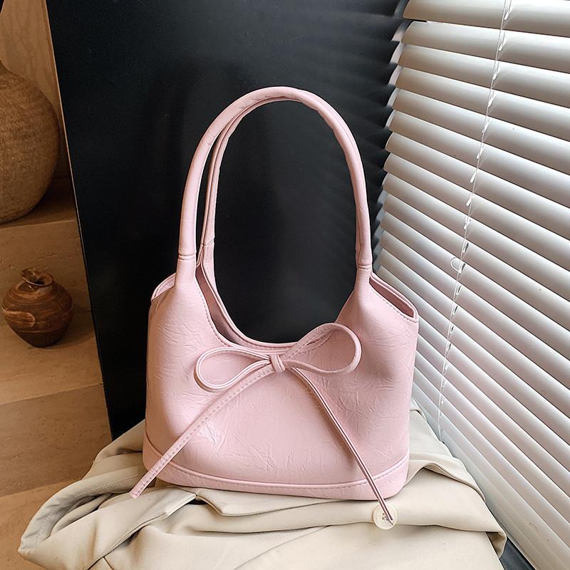 Bow Solid Color Light Soft Crossbody Bag Polyester Lining Casual Day Travel Bags