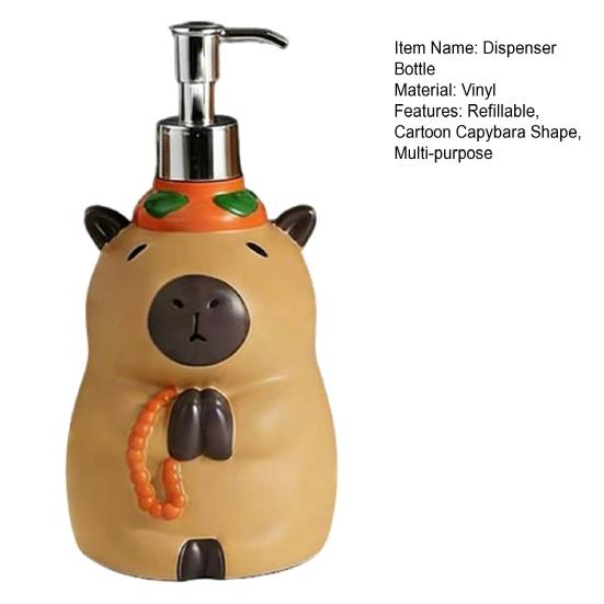 Cartoon Capybara Soap Dispenser Refillable Hand Soap Shampoo Shower Gel Facial Cleanser Container Bathroom Empty Press Pump Bottle