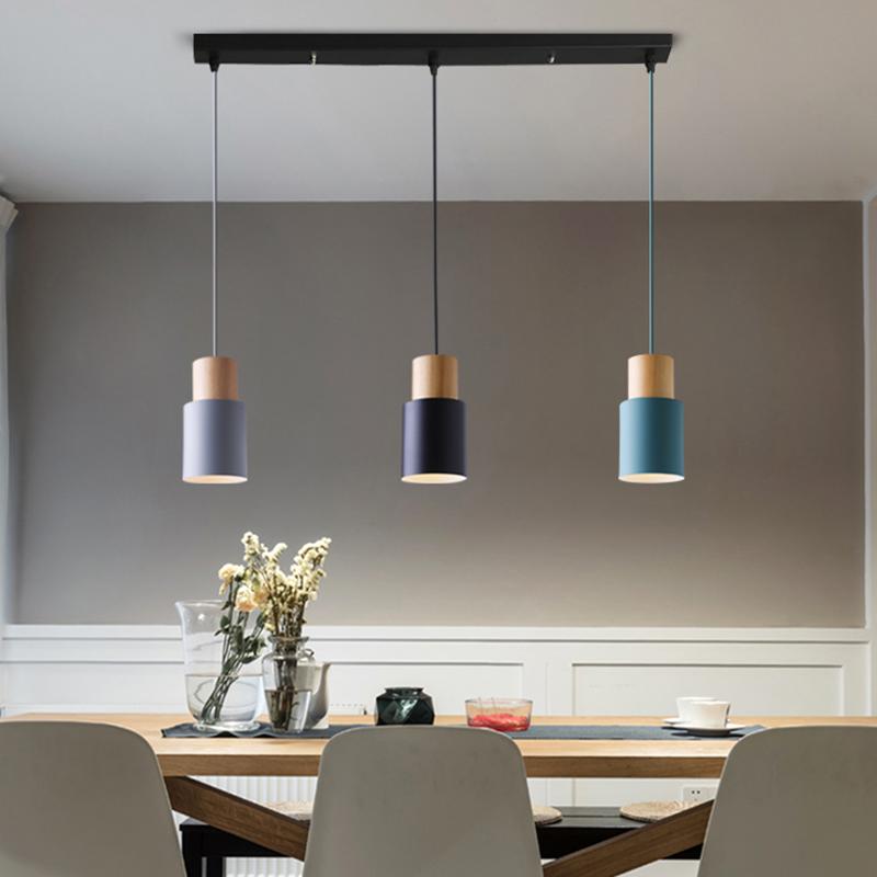 Nordic Pendant Lights Modern Wood  Simple Iron E27  For /  Bar/Parlor/Master/ Bedroom/Study/Cafe Home Becor Lights Hanging
