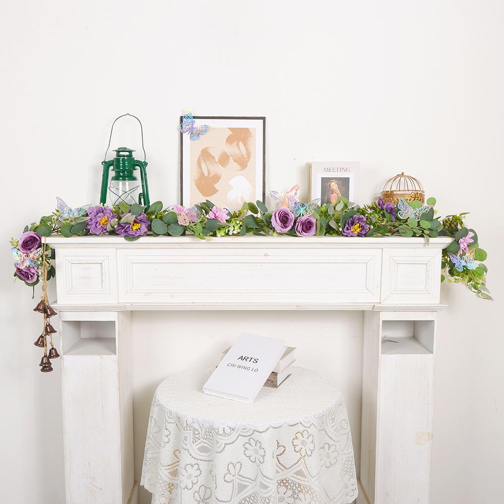 Simulated Spring Rattan, Rose With Flowers, Butterfly, Peony, Home Decoration Custom Simulated Green Plants