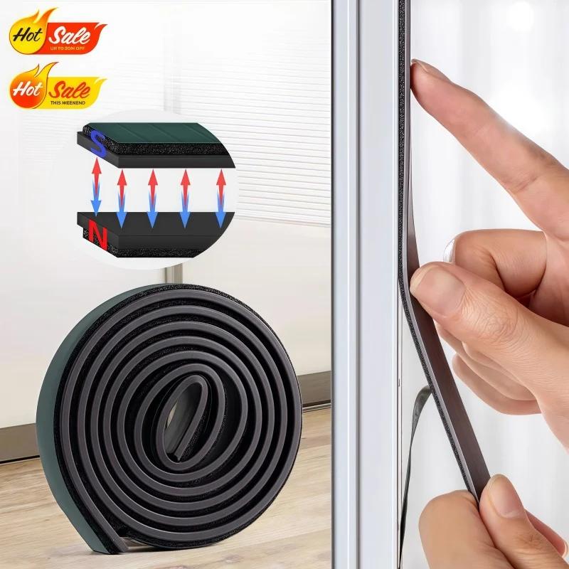 1-5 Meter magnetisches selbstklebendes Türdichtungsband Flexibles Magnetband für Türfenster staubdicht Antikollision Wasserdicht
