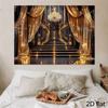 Schwarz-Gold Bühnenhintergrund Eleganter Ballsaal Treppenhaus mit Lichtern Fotografie Hintergrund