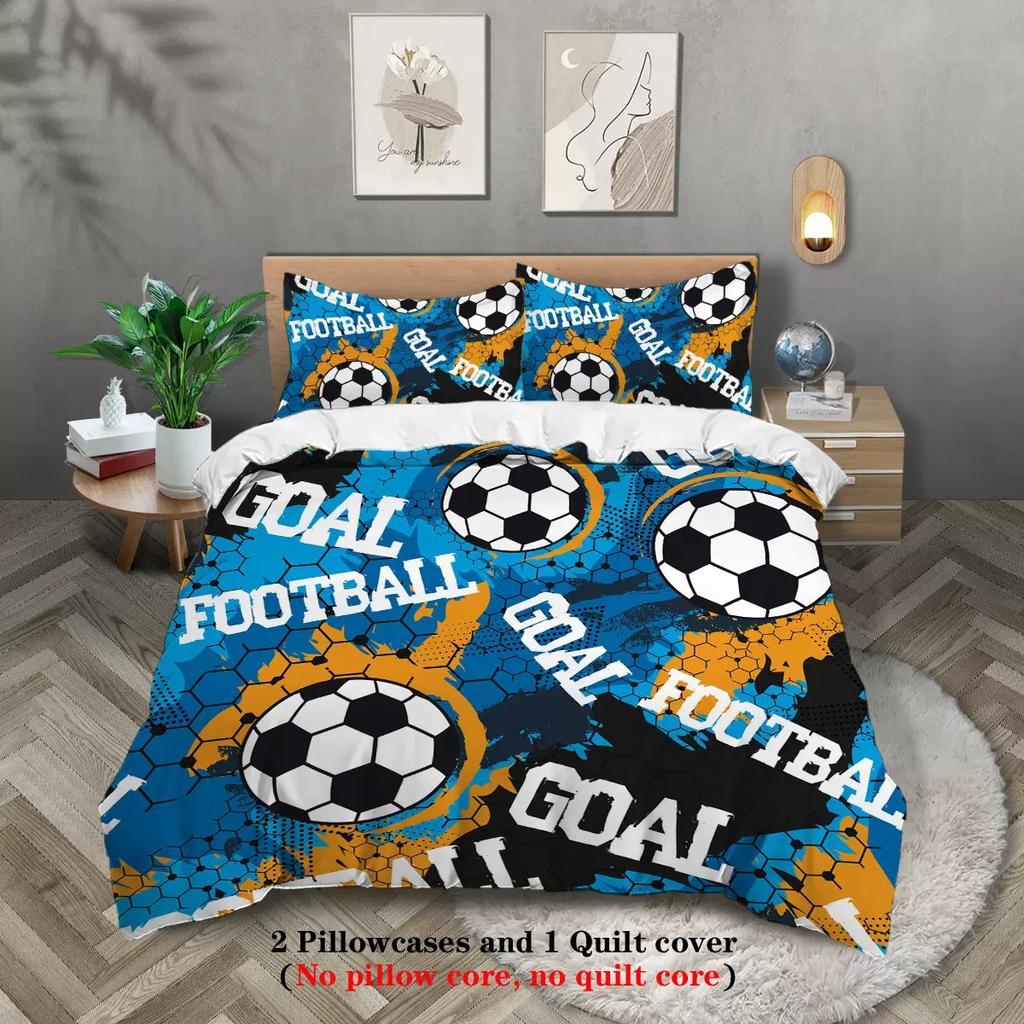 Bedding Three-Piece Set 3D Digital Printing Ink Splashing Football Quilt Cover Three (Four)