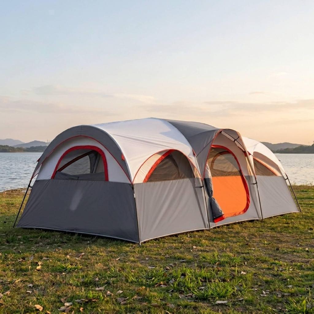 Two-Room Tent Foldable with Storage Bag Sturdy for Family