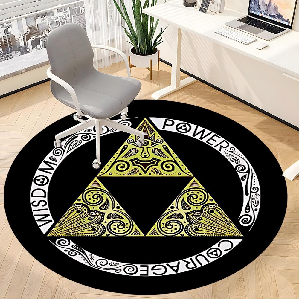 Legend of Zelda Power Courage Office Round Area Rug, Indoor Mat Suitable For Office,Living Room Home Decor, Room Deco A0908134