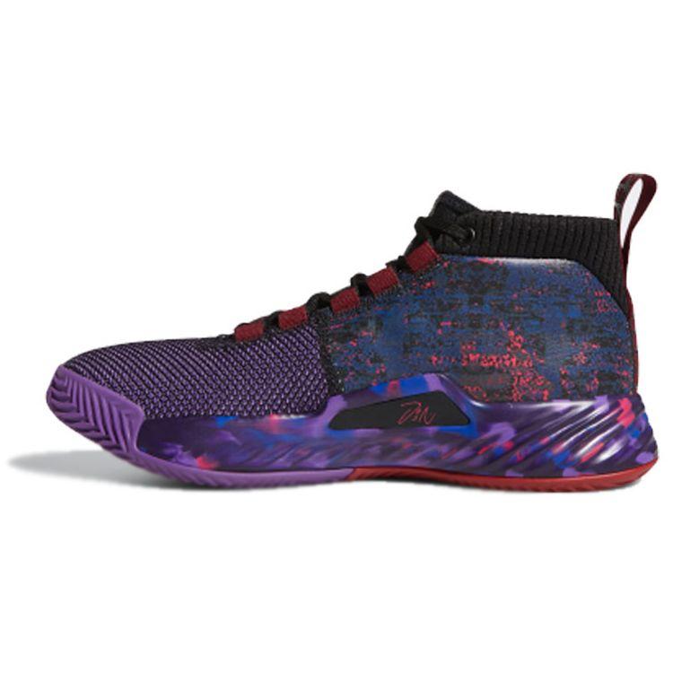 Adidas D Lillard 5 Shock Absorption Non-Slip Wear-Resistant Mid-Top Basketball Shoes Men Sneakers Purple Red EF8663