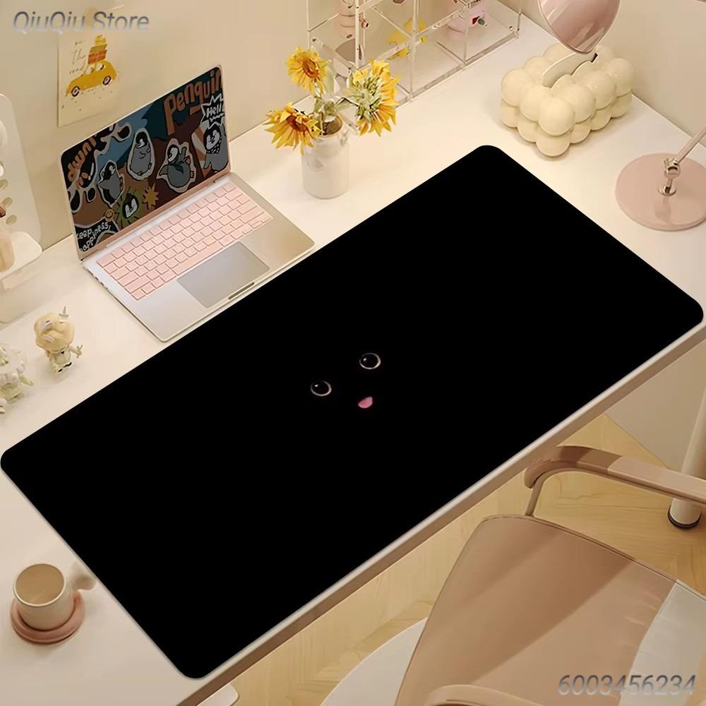 Funny Rock Meme Cat Mouse Pad Black Large Desk Mat for Gamers Cat Lovers