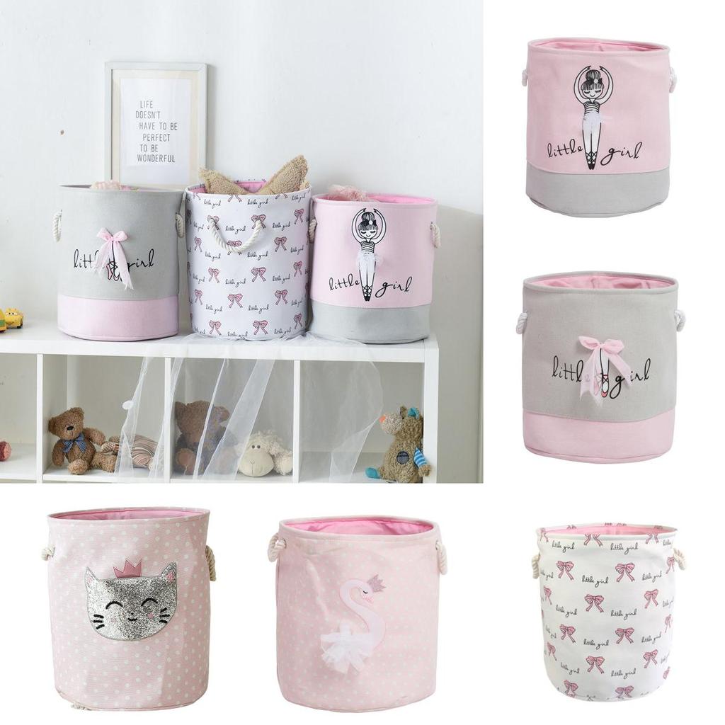 Basket Laundry Dirty Pink Swan Organizer Drawstrin Storage Household Supplies