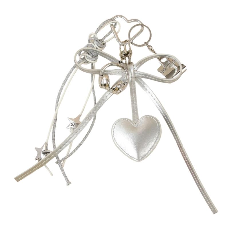 

Braided Rope Keychain Heart Bows Earphone Bag Pendant Charm Fashion Bag Accessories for Handbag,Backpack Decorations