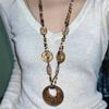 New Chinese Zen bronze feather necklace retro bohemian ethnic style double-layered long sweater chain women