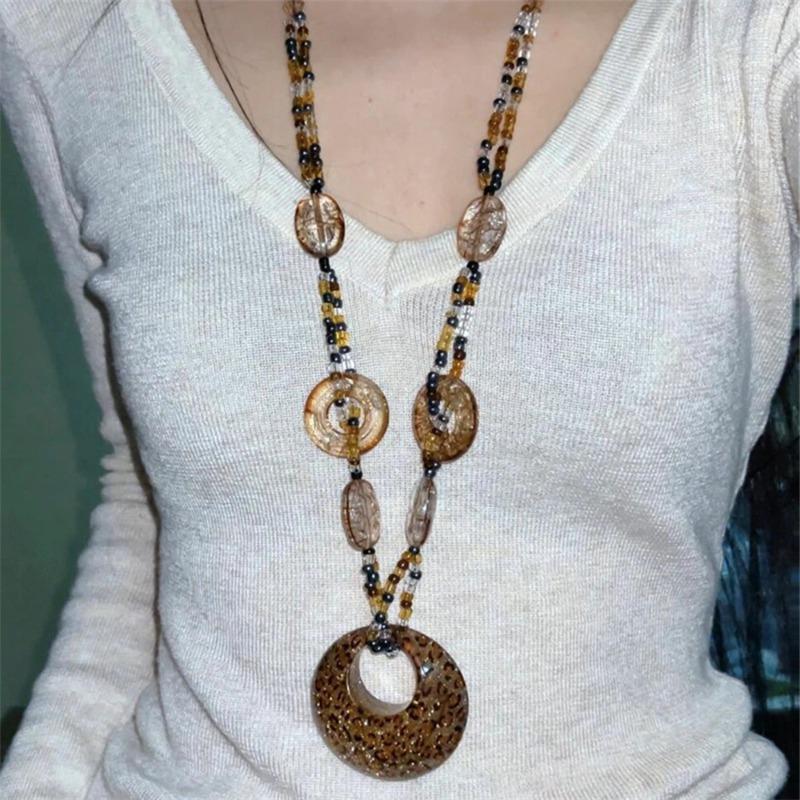 New Chinese Zen bronze feather necklace retro bohemian ethnic style double-layered long sweater chain women