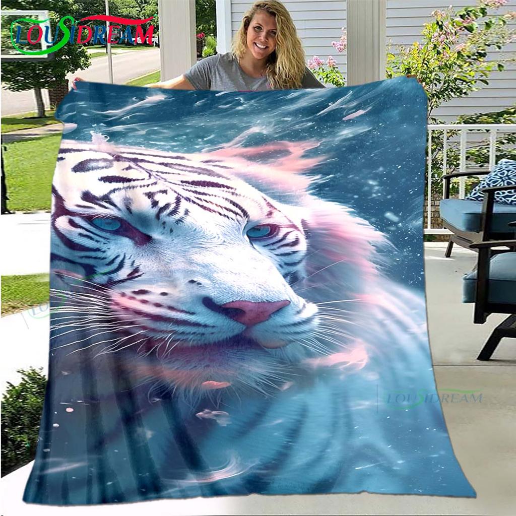 Hot Tiger Painting Print Flannel Adult and Children Blanket Sofa Bed Decoration Blanket Portable Blanket Bath Towel Gift
