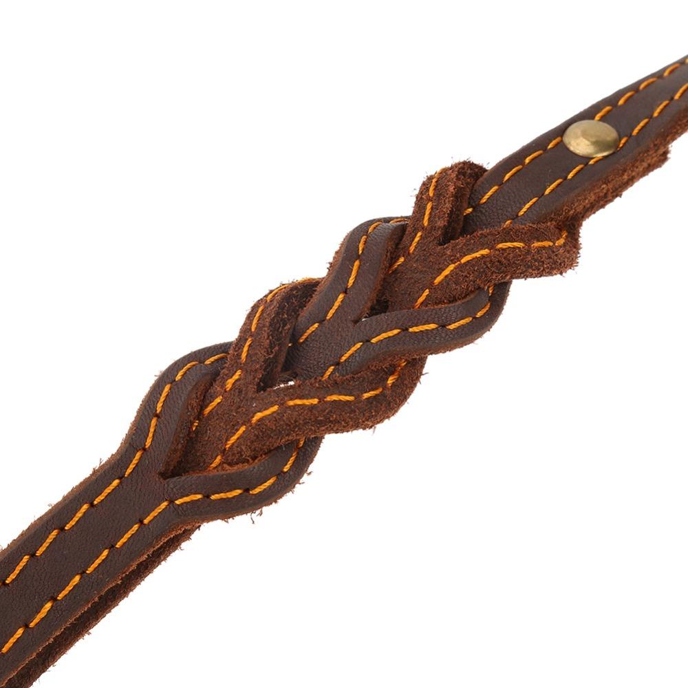 Double Handle Leather Dog Leash Genuine Cowhide Brass Hook Dog Rope German Shepherd