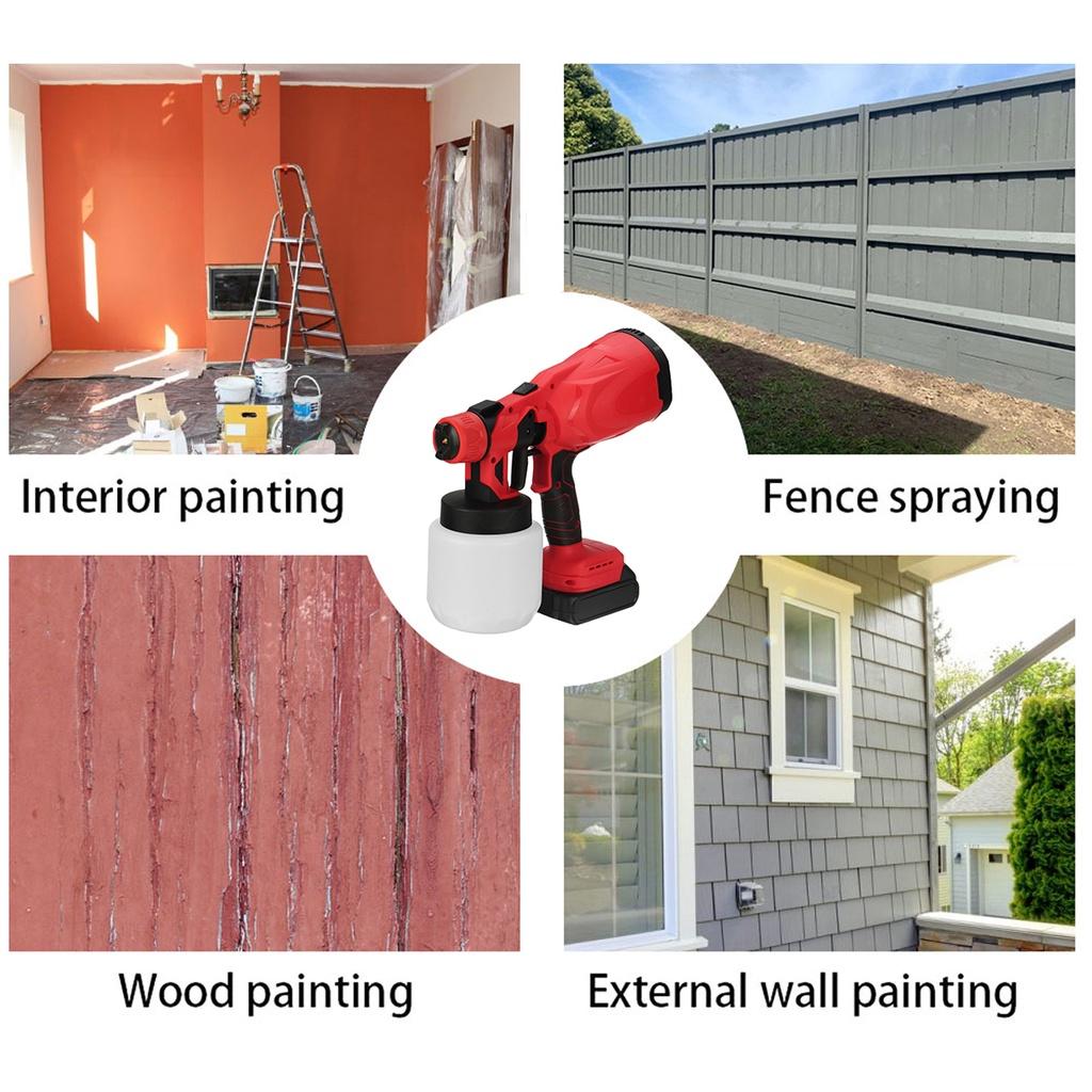 1000W 800ML Cordless Electric Spray Gun High Power Household Paint Sprayer With 3 Nozzle Flow Control Airbrush