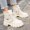 2025 Herbst/Winter Neue Britische Stil Damen Schnürung Kurze Stiefel mit Höhenverstellung und Schlankmachendem Aussehen
