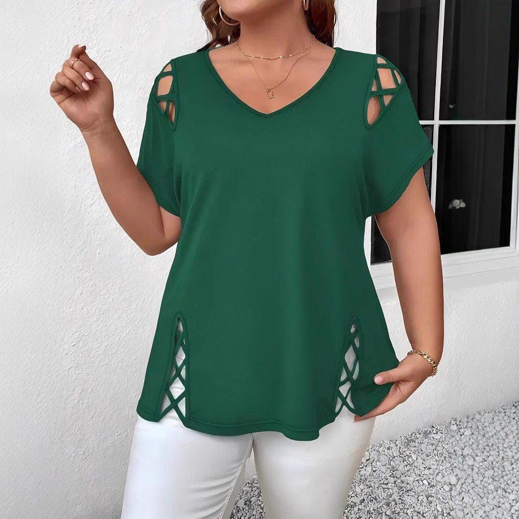 

Casual Plus Size Women s Off-the-Shoulder T-Shirt: European and American Fashion 3XL зелёный