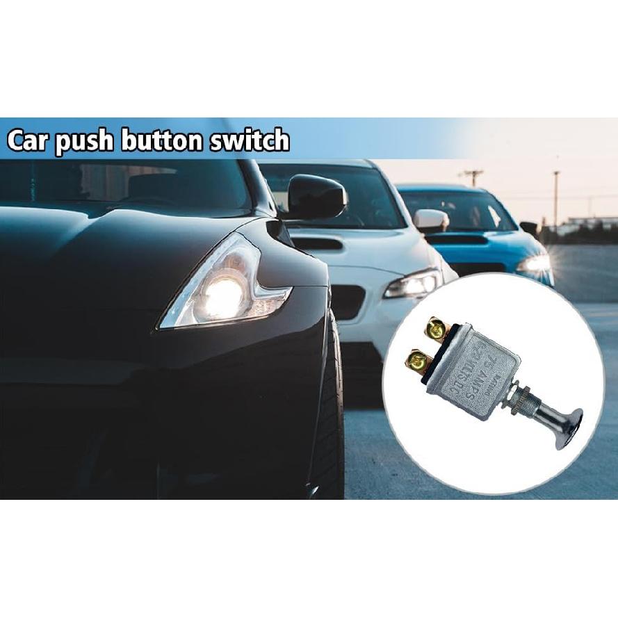 Heavy Duty Push Pull Switch, 75A On-Off 2 Position SPST Toggle Switch 6–28V DC 12V Chrome Knob, Screw Blade Terminal Cut Off Switch for Car, Truck,